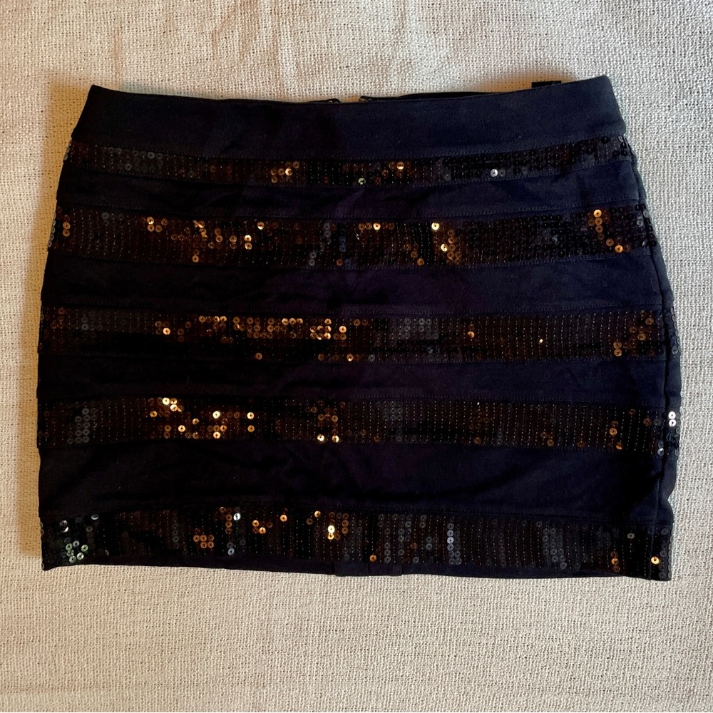 express black sequin striped skirt